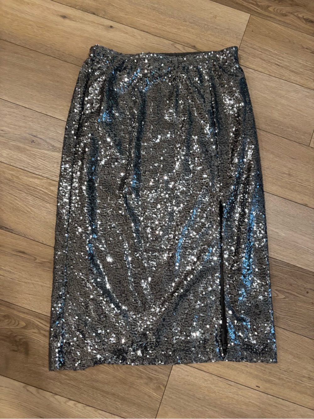 Joe Fresh Sparkling Silver Sequin Midi Skirt